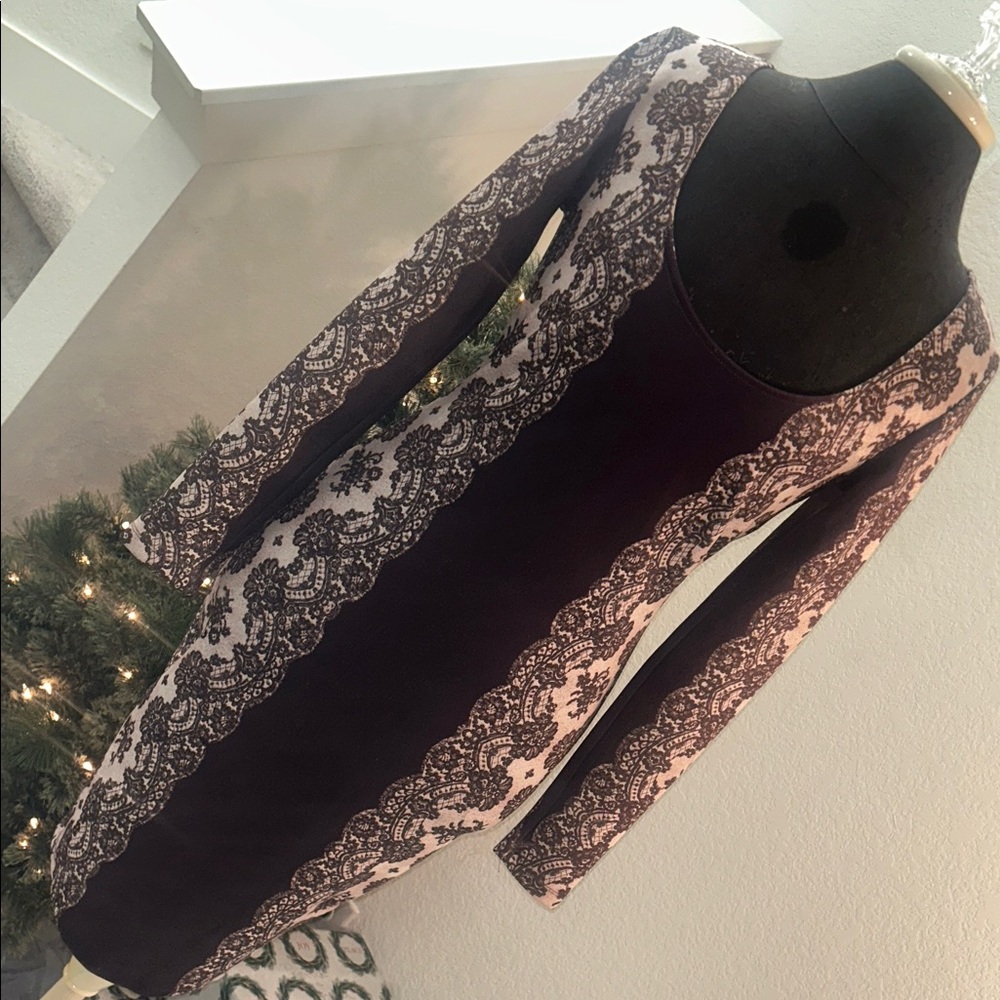 Kardashian Kollection Purple and Cream Lace Dress